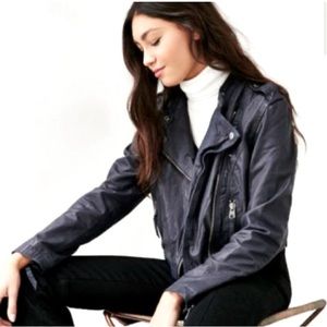 Members only cropped genuine leather jacket